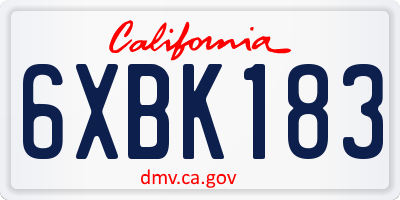CA license plate 6XBK183