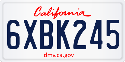 CA license plate 6XBK245