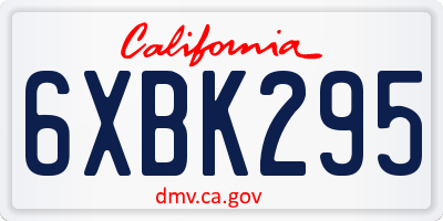 CA license plate 6XBK295