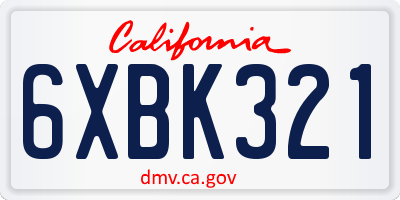 CA license plate 6XBK321