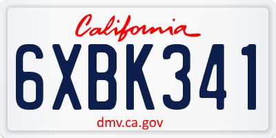 CA license plate 6XBK341