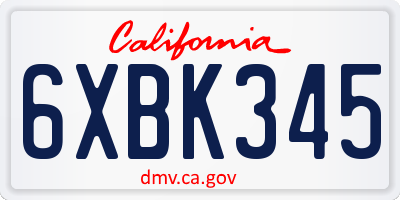 CA license plate 6XBK345