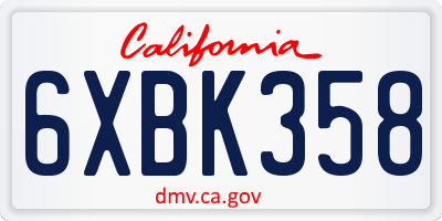 CA license plate 6XBK358