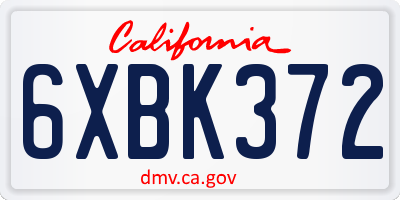 CA license plate 6XBK372