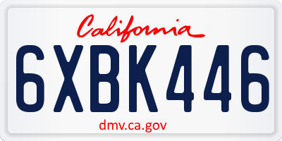 CA license plate 6XBK446