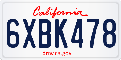 CA license plate 6XBK478