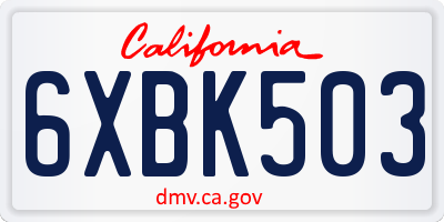CA license plate 6XBK503