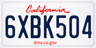 CA license plate 6XBK504