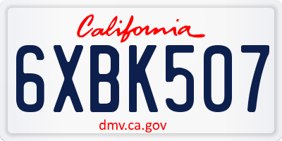 CA license plate 6XBK507