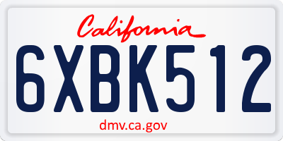 CA license plate 6XBK512