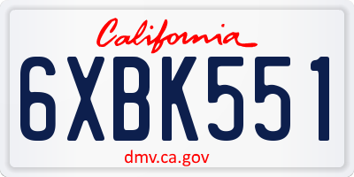 CA license plate 6XBK551