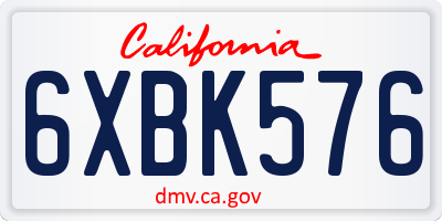 CA license plate 6XBK576