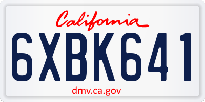 CA license plate 6XBK641