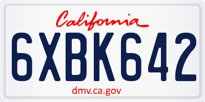 CA license plate 6XBK642