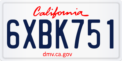 CA license plate 6XBK751