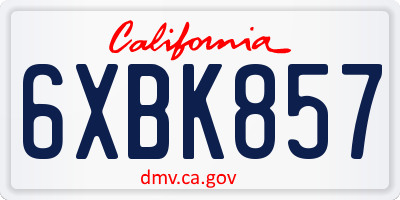 CA license plate 6XBK857
