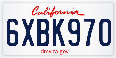 CA license plate 6XBK970