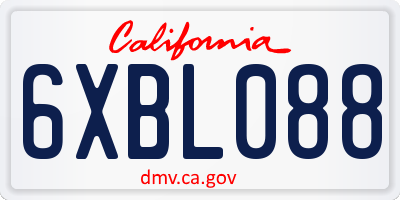 CA license plate 6XBL088
