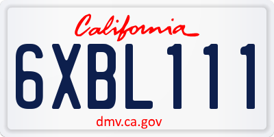 CA license plate 6XBL111