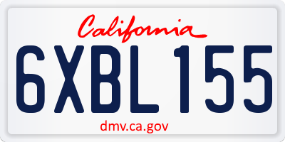 CA license plate 6XBL155