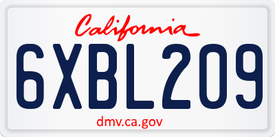 CA license plate 6XBL209