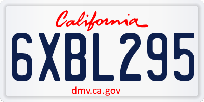 CA license plate 6XBL295