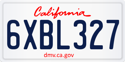 CA license plate 6XBL327