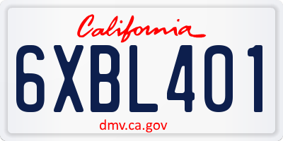 CA license plate 6XBL401