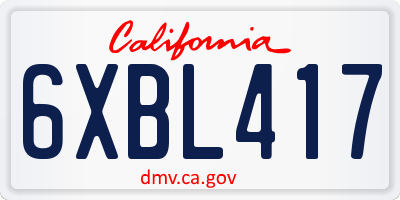 CA license plate 6XBL417