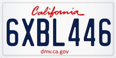 CA license plate 6XBL446