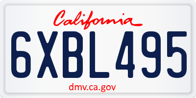CA license plate 6XBL495