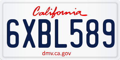 CA license plate 6XBL589