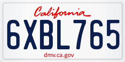 CA license plate 6XBL765