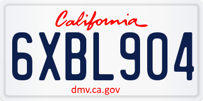 CA license plate 6XBL904