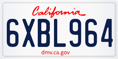 CA license plate 6XBL964