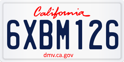 CA license plate 6XBM126