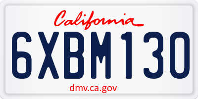 CA license plate 6XBM130