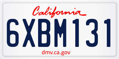 CA license plate 6XBM131