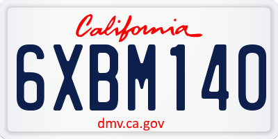 CA license plate 6XBM140
