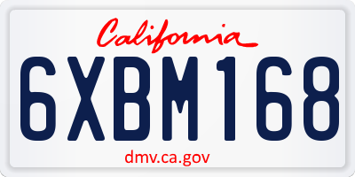 CA license plate 6XBM168
