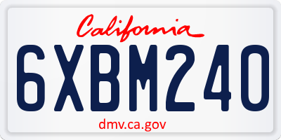 CA license plate 6XBM240