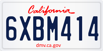 CA license plate 6XBM414