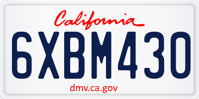 CA license plate 6XBM430