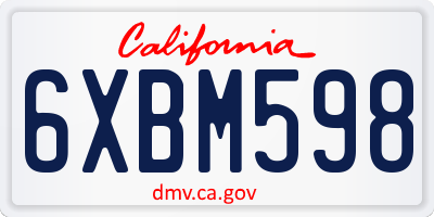 CA license plate 6XBM598