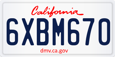 CA license plate 6XBM670