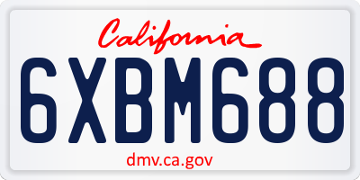 CA license plate 6XBM688