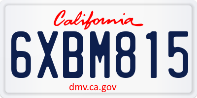 CA license plate 6XBM815