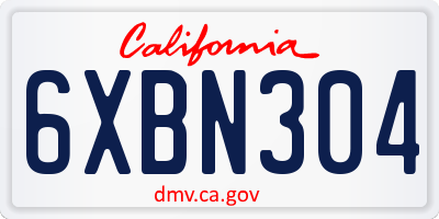 CA license plate 6XBN304