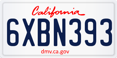 CA license plate 6XBN393