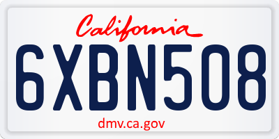 CA license plate 6XBN508